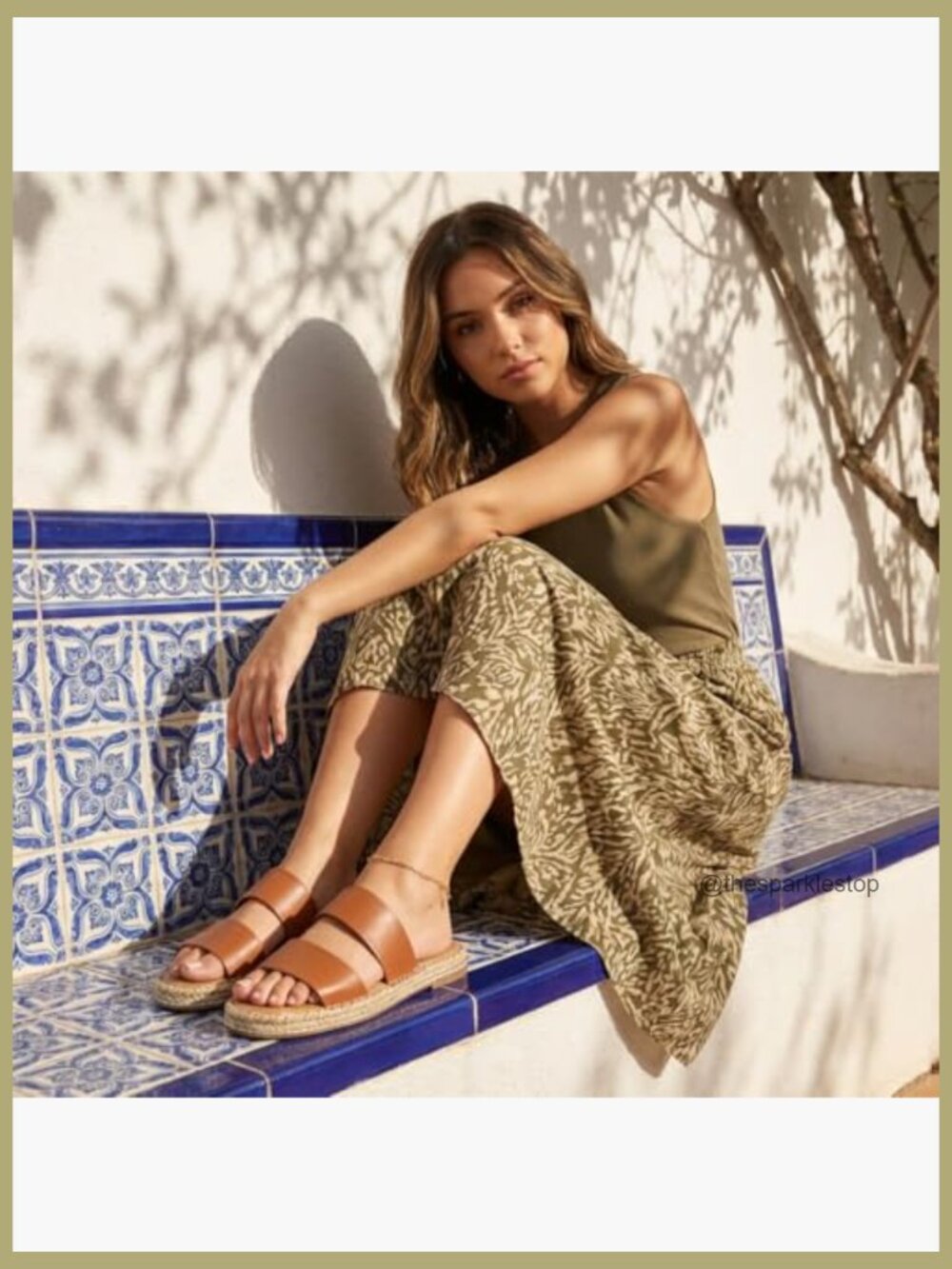Double Strap Espadrille Slide Sandal with Cushioned Footbed - Picture 3 of 7